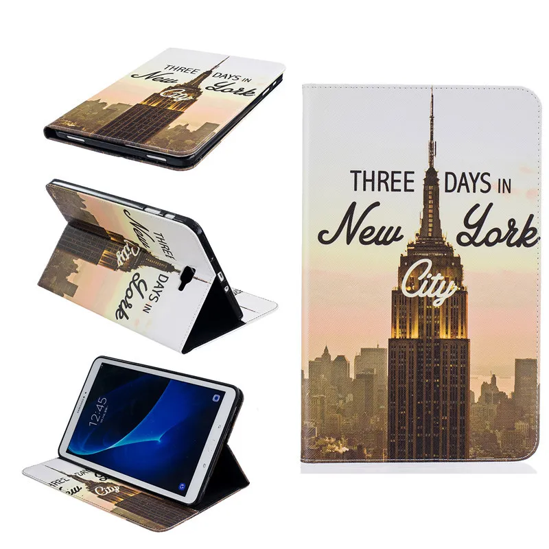For Samsung Galaxy Tab A 10.1 Case T580T585SM-T580T580N Case Tablet Cover Print Folio PU Leather Wallet Protective Shell Bag (16)