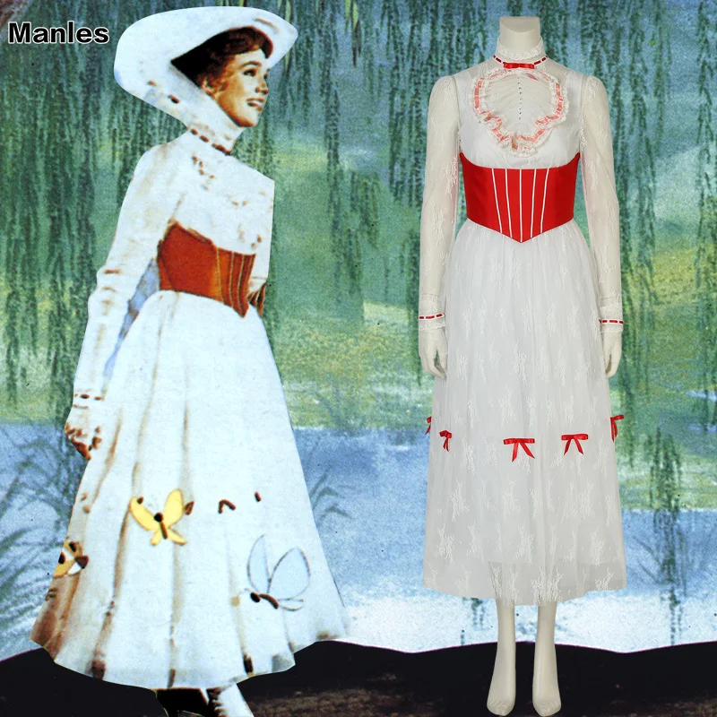 

Mary Poppins Cosplay Julie Andrews Edwards Costume Movie Carnival Adult Halloween Custom Made Superhero Dress Women With Hat