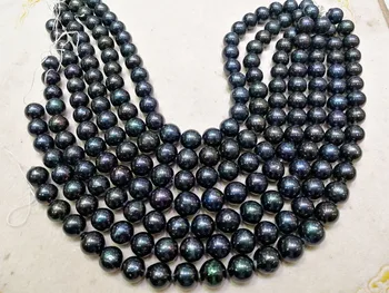 

loose beads freshwater pearl near round black 11.5-13mm 15" for DIY necklace wholesale