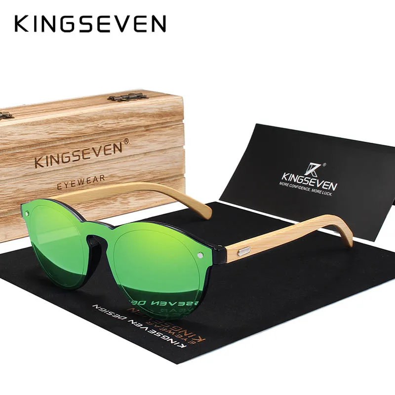 Goede KINGSEVEN Zonnebril Mannen Bamboe Zonnebril Vrouwen Merk Designer Originele Houten Bril Oculos de sol masculino
