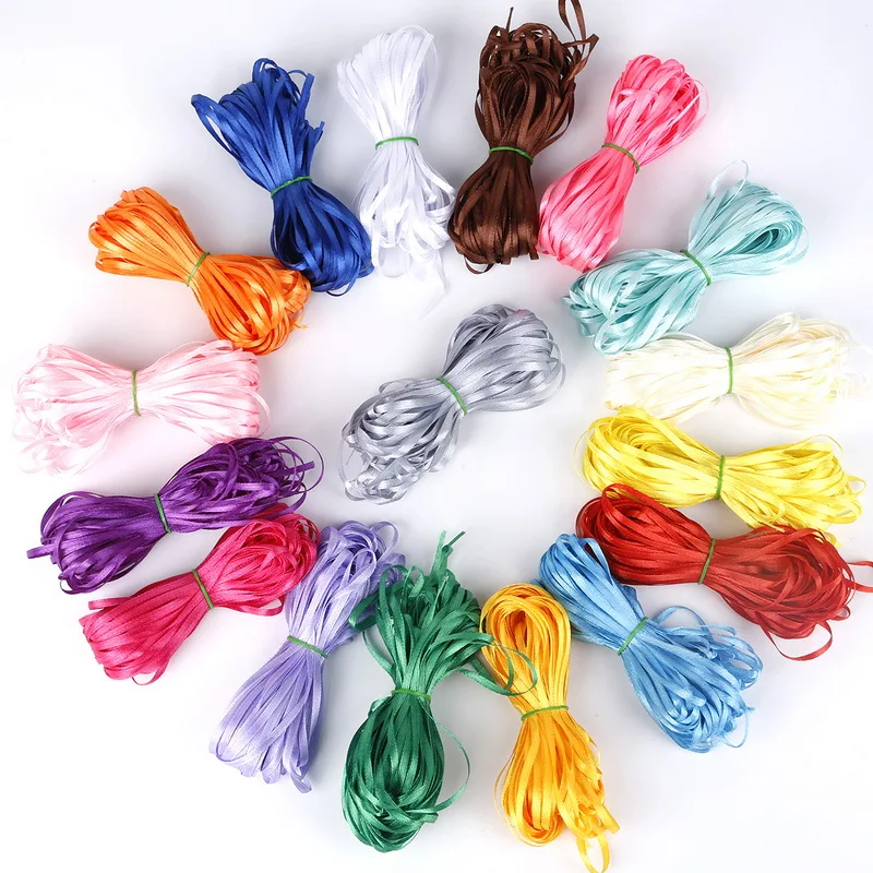 Handmade DIY Silk Satin Ribbon Arts Crafts Sewing Christmas Wedding Party Decoration Gift Wrap 25 Yards 3 mm Width