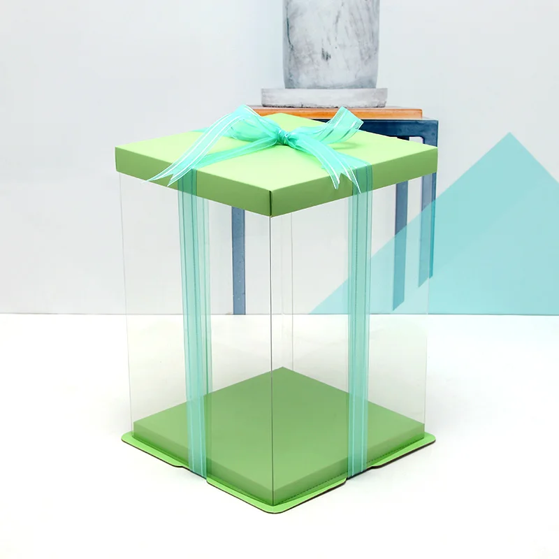 

Big Cake Box for brithday party Gift Boxes Transparent Gift case 3'Colors 4/6/8/10/12/14/16 inches cupcake box free shipping