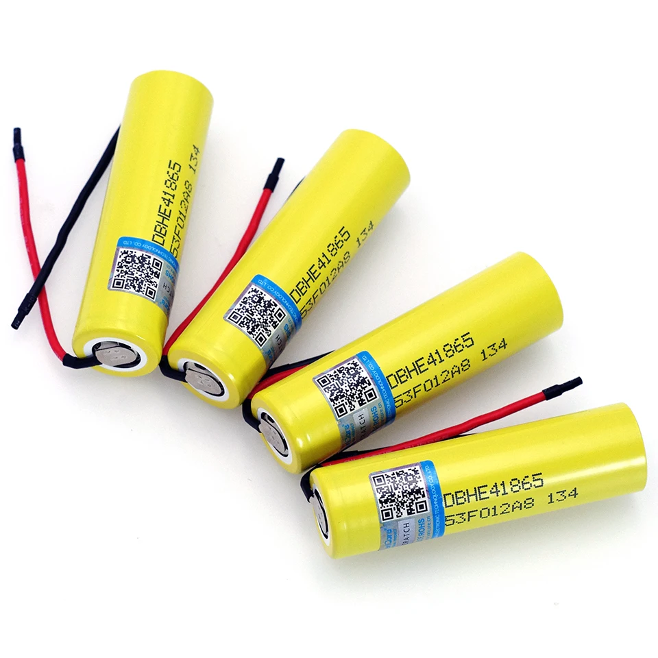

4pcs/lot VariCore Original HE4 2500mAh li-lon battery 18650 3.7V rechargeable battery 20A discharge+DIY Silica gel cable