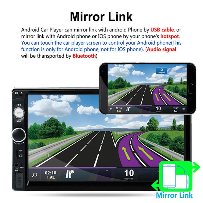 

7 Inch HD Bluetooth Touch Screen Car Stereo Radio FM AUX USB SD MP5 Player