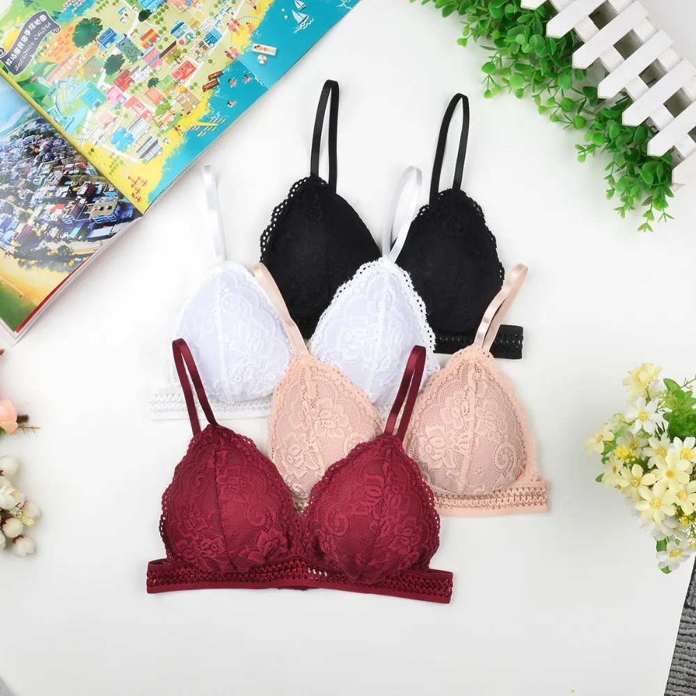 Beforw French Style Bralette Seamless Deep V Lace Girl Wireless Women