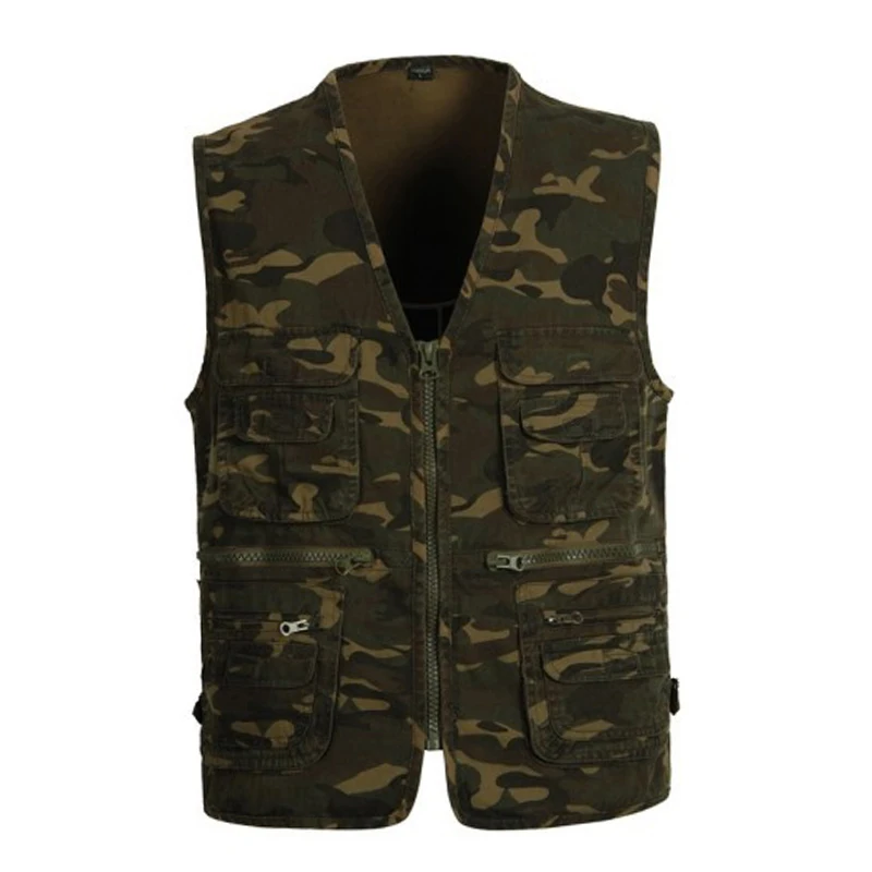 Multi pocket Cargo Mens Vest Military Style Branding Clothes Wholesale Casual Work Vest Mens ...