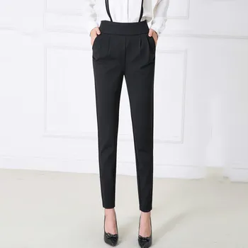 

Women's Casual Harem Pants Spring Summer Fashion Office Lady Ankle-length Trousers Female High Elastic Work Wear Pants Plus Size