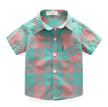 Летняя детская клетчатая рубашка в полоску, рубашка из хлопка, chromophous, детская одежда - Цвет: 01