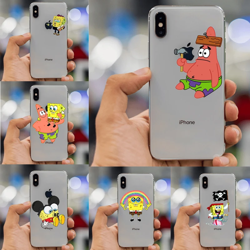 

Spongebob Squarepants Patrick Star Gary Glasses Soft Clear Phone Case For iPhone XS MAX 7 8 Plus 6 6S 5S SE Silicone Back Cover