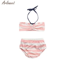 Детский купальник с принтом в полоску и бантом, детский купальник для девочек, 2 предмета, детский купальник для маленьких девочек, JAN12