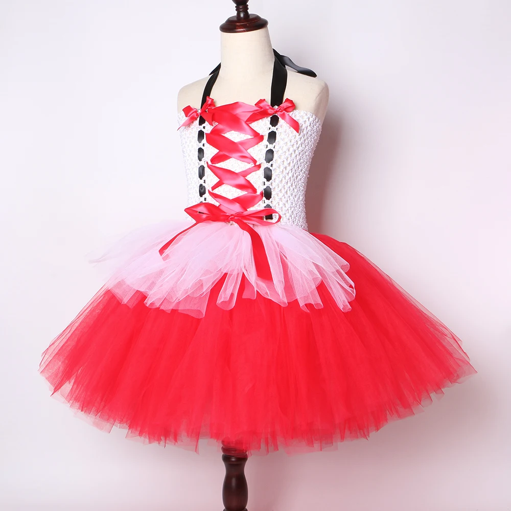 Детское платье-пачка с красной шапочкой для девочек; Детские костюмы на Хэллоуин; цвет красный, белый; нарядные карнавальные вечерние платья для девочек