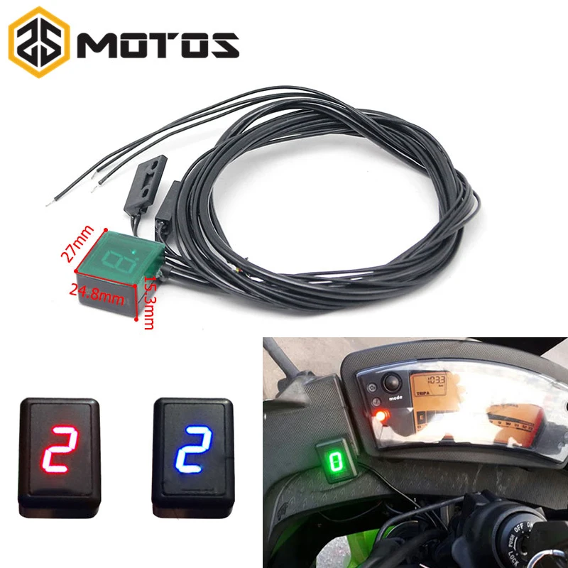 Beste ZS MOTOS Nieuwste Universal Waterdichte Motorcycle ATV Voertuigen Digital Gear Indicator LED Display Monitor Versnellingspook Sensor Motor