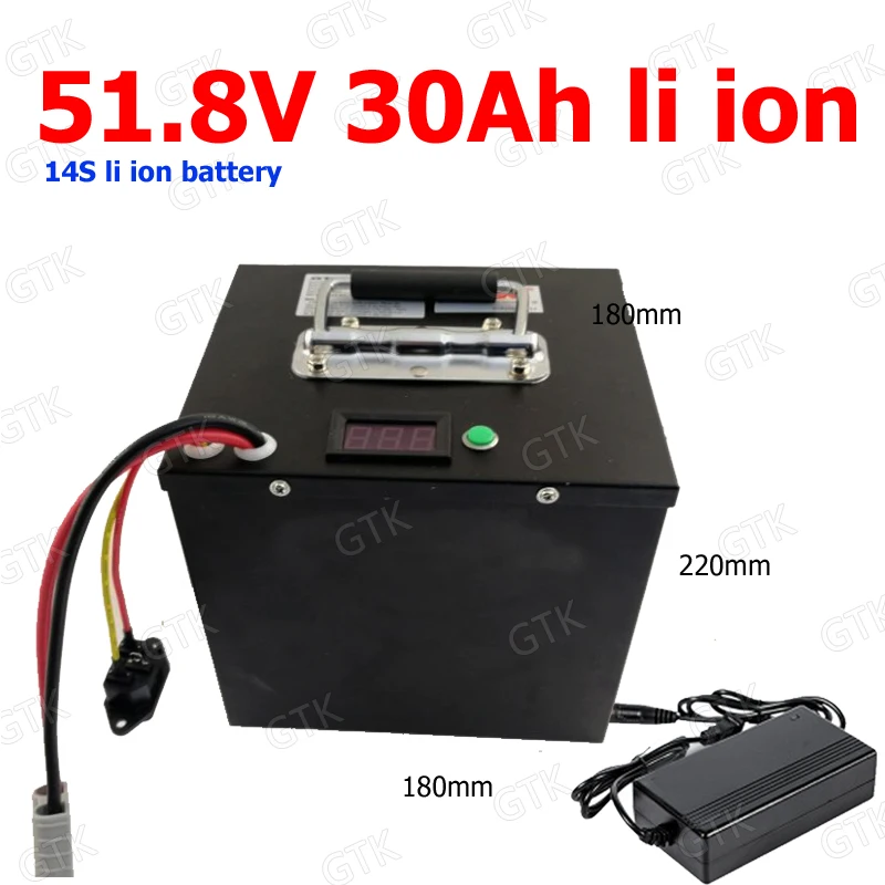 Водонепроницаемый 51 8 V 30ah литий ионный аккумулятор 48V 30Ah 18650 BMS 14S для 2000w велосипед