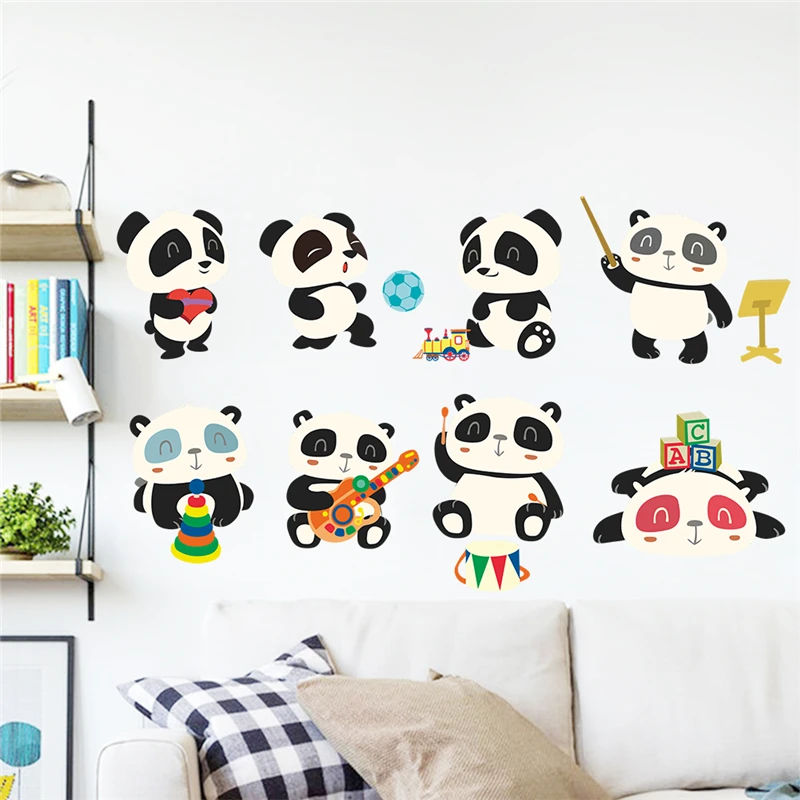 

funny panda wall decals for baby rooms bedroom home decor cartoon animals wall stickers diy mural art pvc poster
