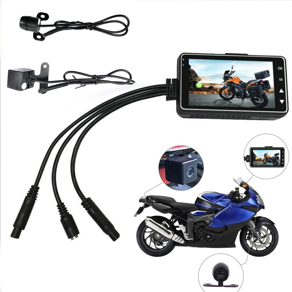 

High Definition Wide Angle DVR Motorcycle Gravity Sensing Night Vision Driving Dual Lens Dash Cam LCD Display Video Recorder
