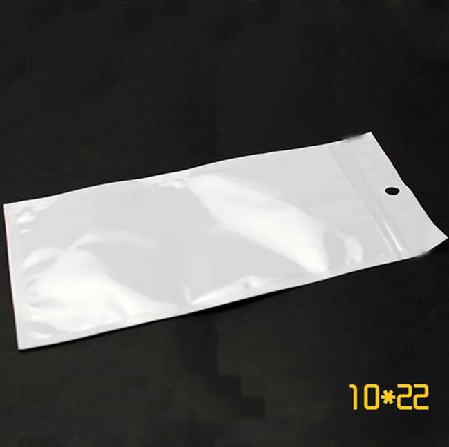 

Wholesale 200pcs 10*22cm White/Clear Self Seal Zipper Plastic Retail Packaging Poly Bag Zip Lock Bag Retail Package W/ Hang Hole