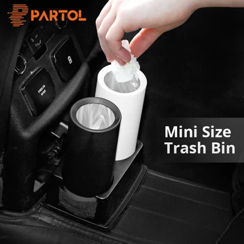 

Partol Mini Car Garbage Can Trash Can Dust Case Holder Office Home Auto Vehicle Open Mouth Rubbish Bin Black White Car Styling