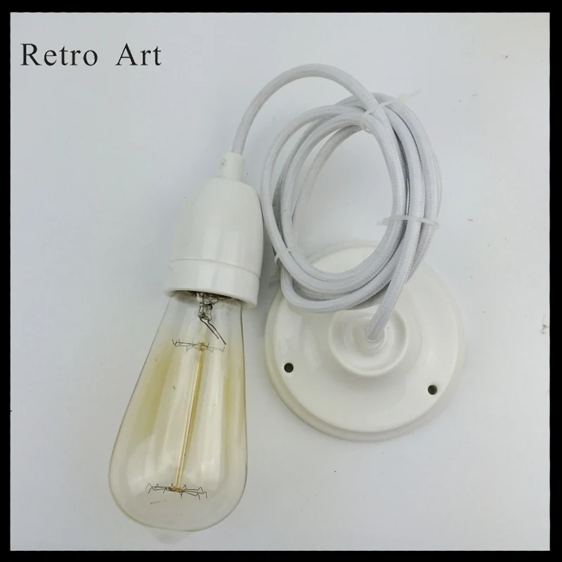 Vintage Edison Pendant Lamp Cord Set Antique Fabric Wire Kit Cord Set