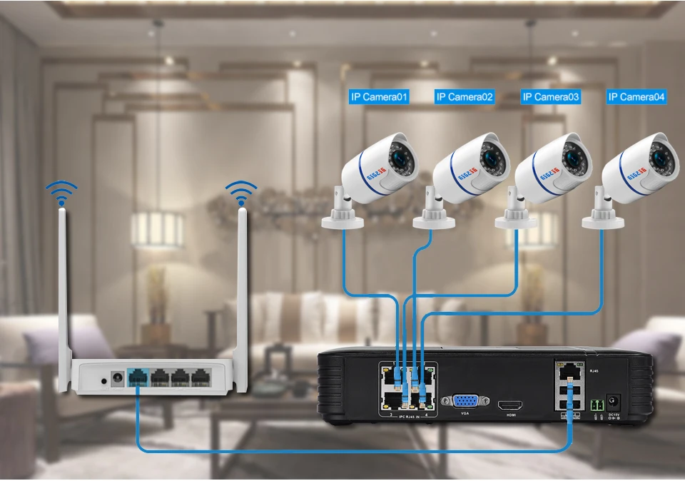 Besder 720P PoE Комплект видеонаблюдения 1.0MP Водонепроницаемый на открытом воздухе/Крытый PoE IP CCTV безопасности Системы 4CH POE 15V сетевому видеорегистраторУ 2/4 шт. IP Камера PoE P2P RTSP