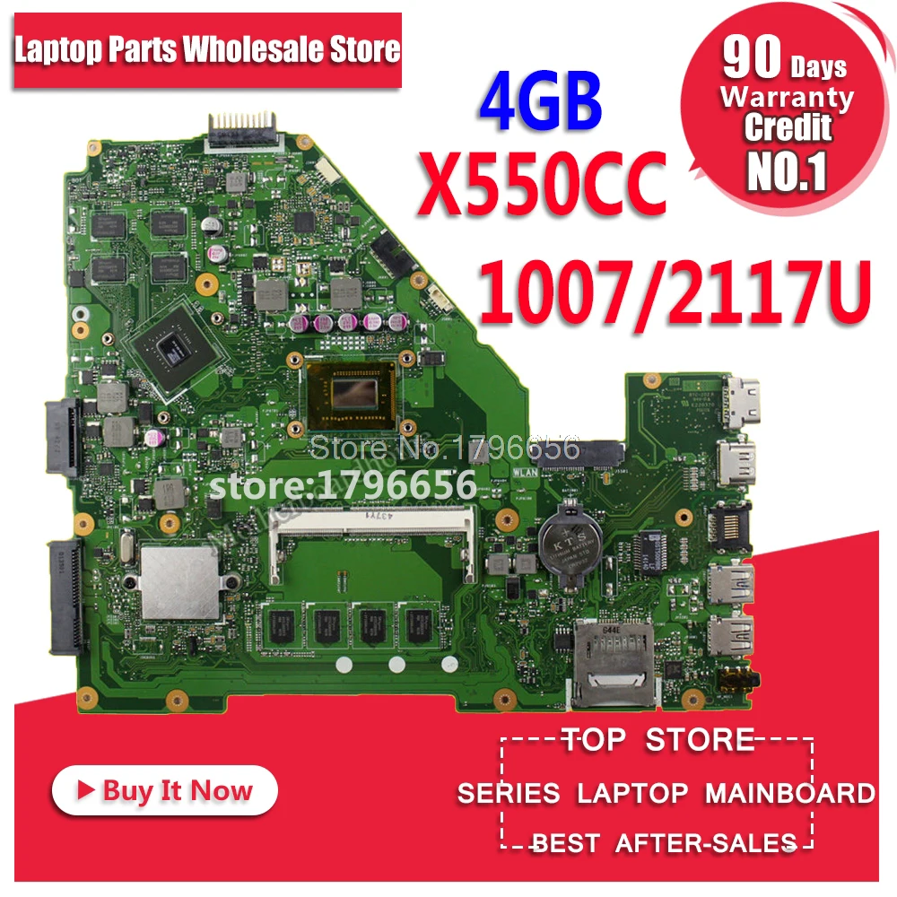 

X550CC Motherboard for ASUS X550CC X550CL Notebook Motherboard Y581C 1007u / 2117u 4GB RAM Original Motherboard REV2.0 PM Tests