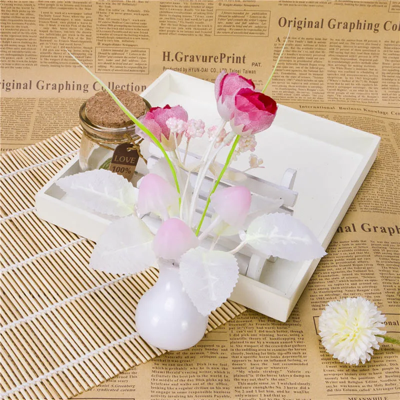 EU Plug Mushroom Rose Light Sensor Home Bedroom Decor Colorful Nightlights 220V Luminaria LED Night Light Lamp 6