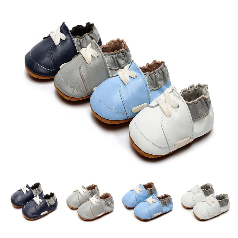 Genuine Leather Baby Shoes for Boy Newborn Toddler Boy Moccasins Solid