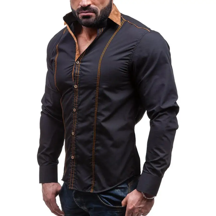 WSGYJ Casual Shirts Men 2019 Brand Fashion Slim Solid Long Sleeve White Dress Shirt Plus Size Cotton Men's Clothing 4XL