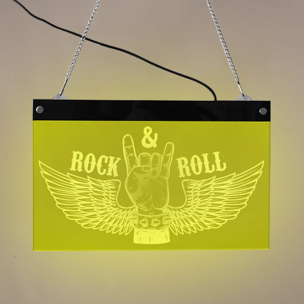 Billige Rock N Roll Rock Musik Multi Farben Ändern Led Licht Zeichen Geschenk Für Band Pub Bar Mode Wand Kunst decor Neon Display Zeichen Bord