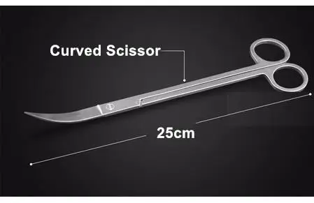Высокое качество нержавеющей аквариума водные растения обслуживание кривой Прямой пинцет изогнутые ножницы набор инструментов - Цвет: 25cm curved scissor