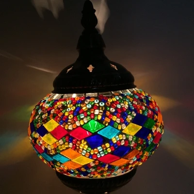 E14 Турецкая мозаичная настольная лампа Средиземноморский Арт Деко стекло ручной работы романтическая кровать светильник lampada Da tavolo - Цвет абажура: RDM3