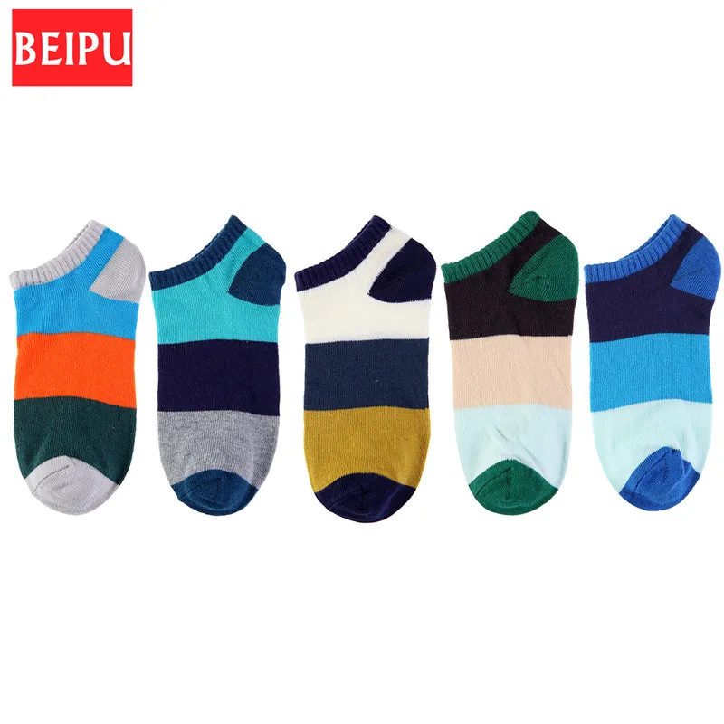 BEIPU 5 пар/лот брелок для ключей в стиле ретро унисекс Для мужчин носки удобные Лоскутные Летние тонкие хлопковые Skatebord мужские носки