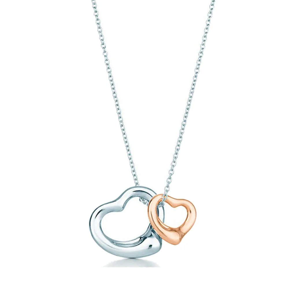

Tiff 925% pure silver necklace dual-core brand chain pendant rose gold collar bone ms gift free shipping