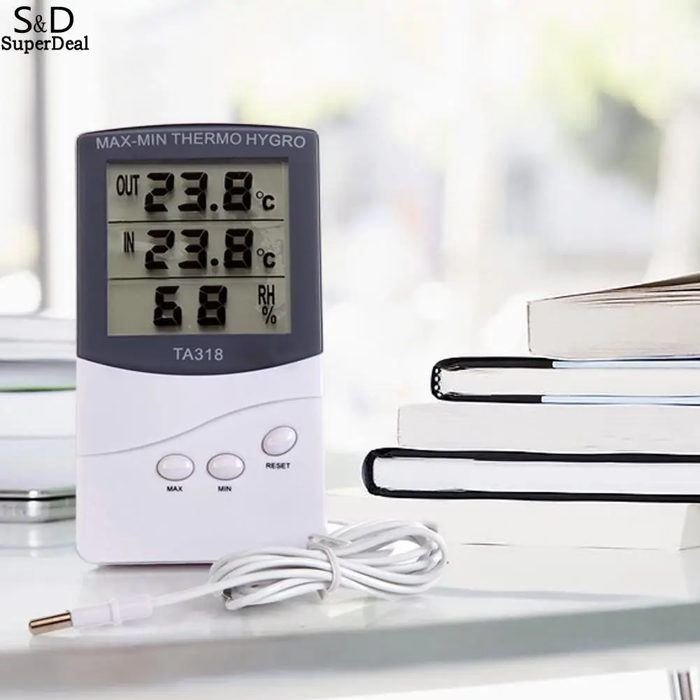 

Weather Indoor Outdoor Tester Digital Alarm Station Electronic Clock LCD Hygrometer Thermometer Meter Humidity Temperature