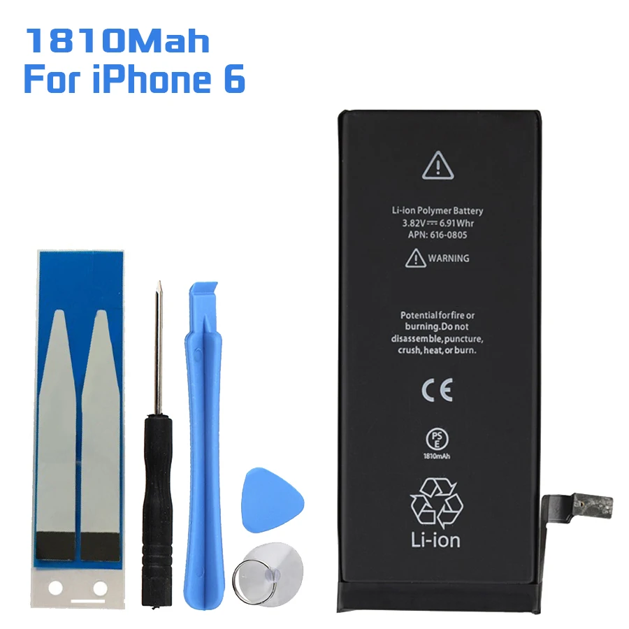

10pcs/lot Real Capacity China Protection board 1810mAh 3.7V Battery for iPhone 6 6G zero cycle replacement repair parts 6G-A