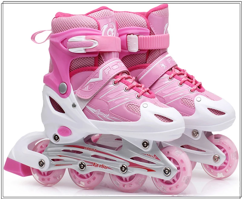 مضمنة الأطفال الاطفال سباق التعرج انزلاق الجليد أحذية التزلج على الجليد قابل للتعديل قابل للغسل فلاش عجلات Patines Adulto مراهق