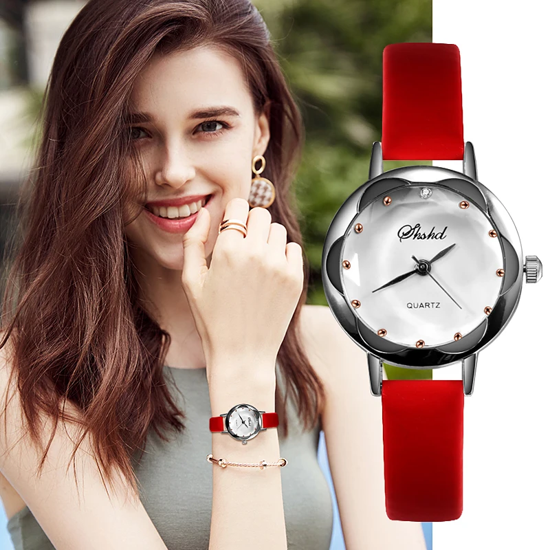 

Romantic Women's Watches 2019 Leather Ladies Watch Fashion Watch For Women Shining Dial Clock relogio feminino bayan kol saati