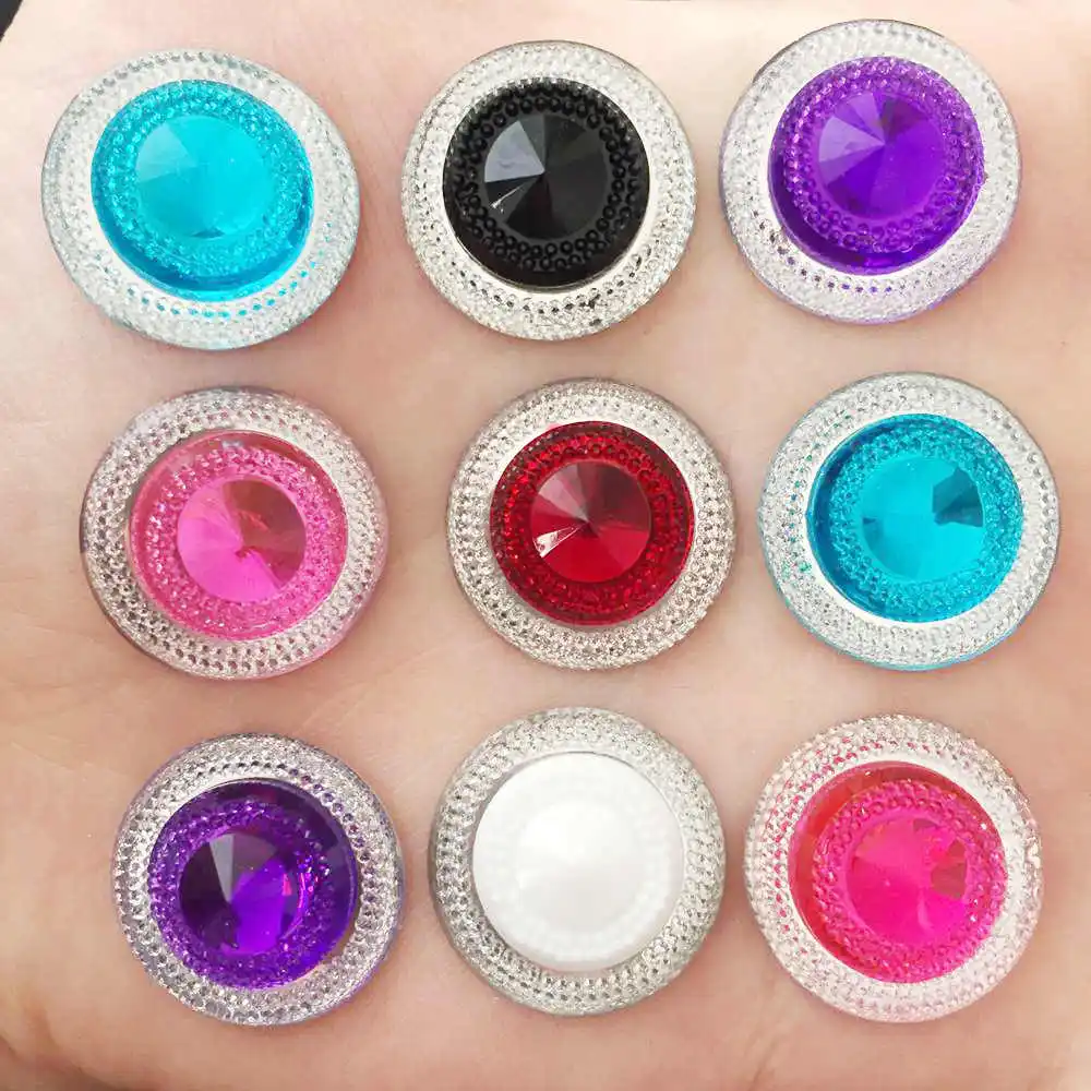 

DIY 10pcs 20mm Resin Round Flatback Rhinestone Wedding Cabochon Gem Accessories DIY resin ornaments PK32
