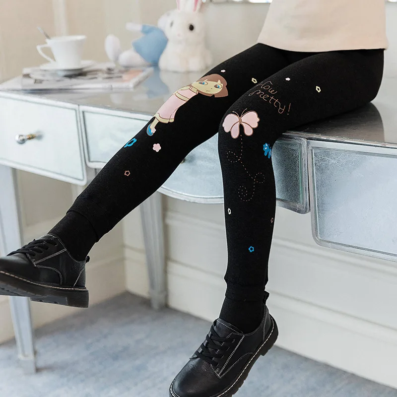 

Plus Velvet Girl Kids Winter Pants Thickening Girls Leggings Cartoon For Warm Girls' Trousers Children's Clothing