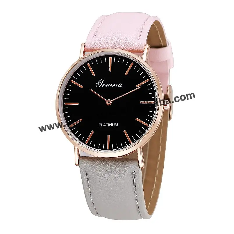 

Fashion Women Leather Belt Rainbow Multicolor Women Quartz Watch Pink Grey Two Color Strap Watches Lady Dress Wrist Watches