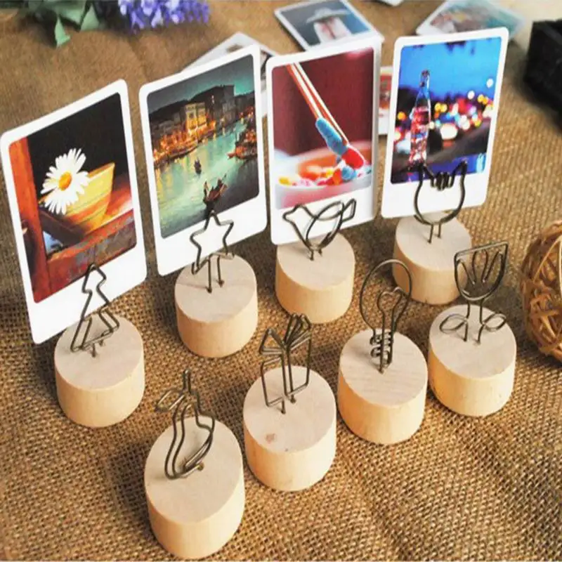 200PCS New Round Wood Wrought Iron Pastoral Style Notes Clip Creative