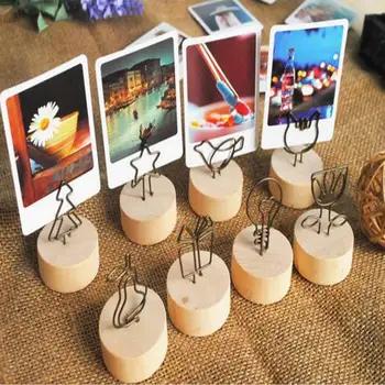 

200PCS New Round Wood Wrought Iron Pastoral Style Notes Clip Creative Message Photo Clip Stand Memo Clip Note Holder Card Holder
