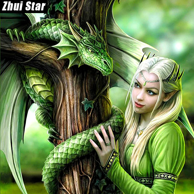 

Full Square Diamond 5D DIY Diamond Painting "Princess & Dragon" 3D Embroidery Cross Stitch Rhinestone Mosaic Painting Decor VIP
