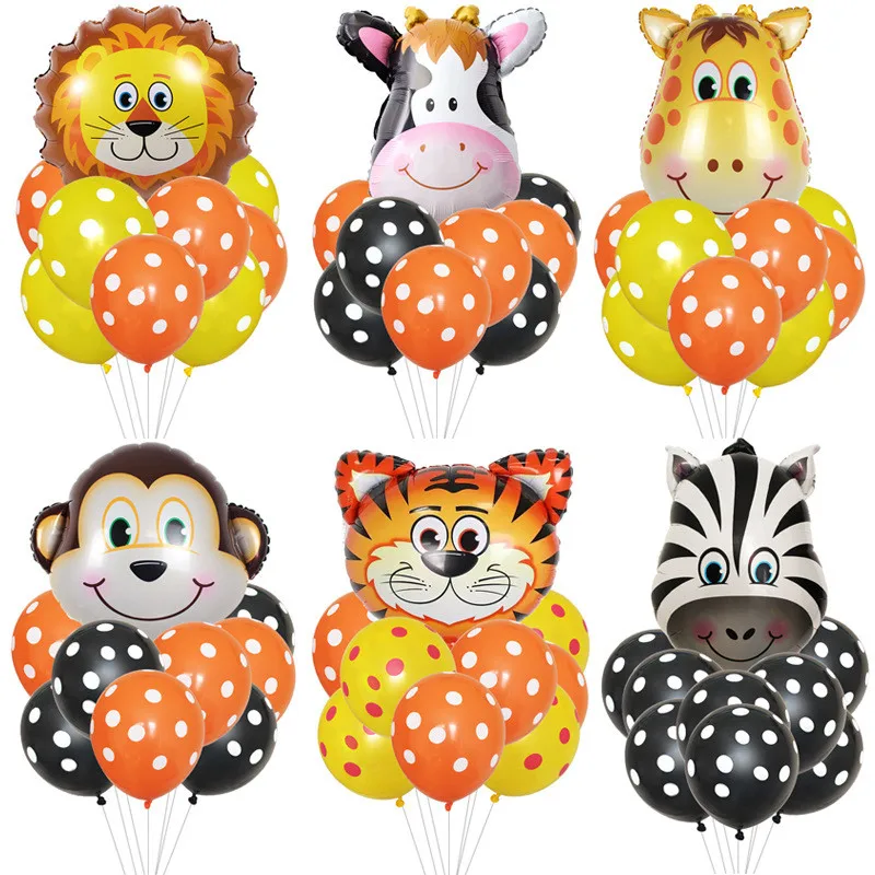 

Cartoon hat Jungle Animal Tiger Lion Monkey Zebra Giraffe Cow Air Helium Balloon Kids Safari Birthday Party Decor hat