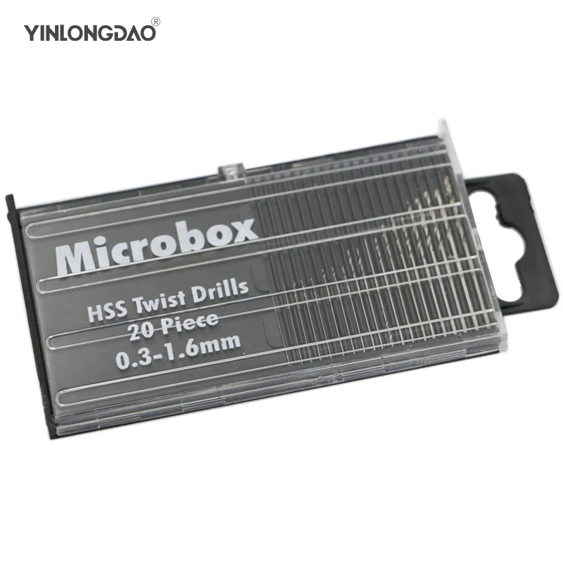 

YINLONGDAO 20Pcs Mini drill bit High Speed Steel HSS Micro Twist Drill Bit Set 0.3mm-1.6mm Model Craft Repair Tool kit