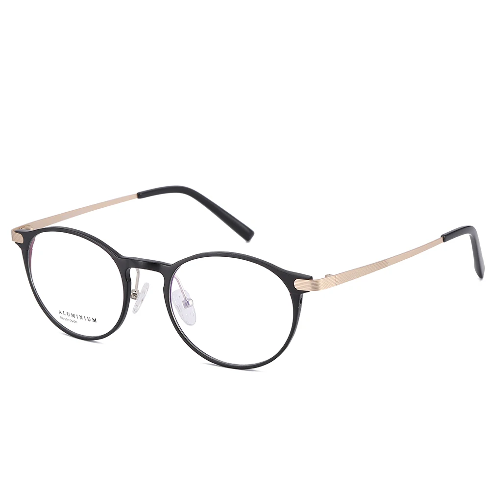 Yong Lan для мужчин женщин круглый алюминий магния дизайн Оптический очки оправа с прозрачными линзами Gafas Óculos де Сол очки рамки - Цвет оправы: Черный
