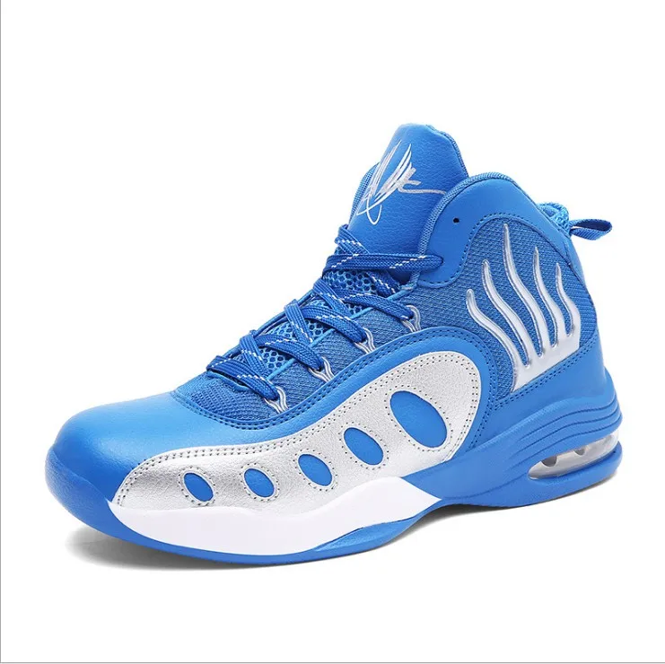 Большие размеры 45 Баскетбольная обувь мужские Дышащие Высокие уличные спортивные кроссовки Мужская тренировочный Спортивный обувь Баскетбол Homme - Цвет: Синий