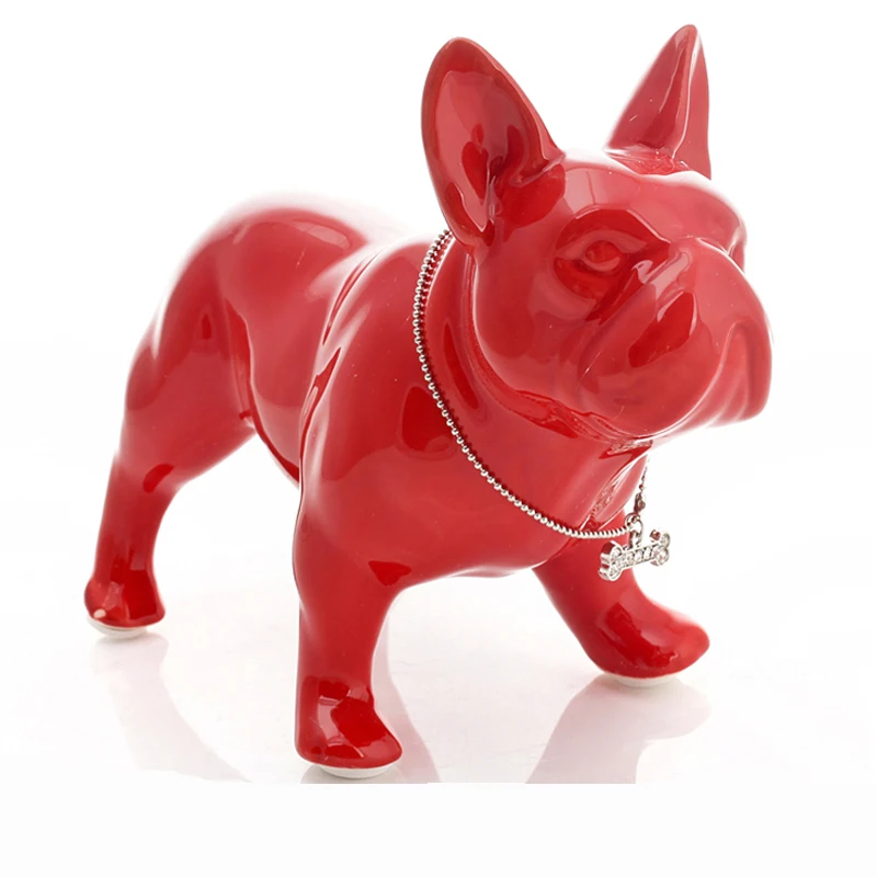 

Cute Ceramic French Bulldog Dog Statue Home Decor Crafts Room Decoration Dog Ornament Porcelain Animal Figurines Decorations