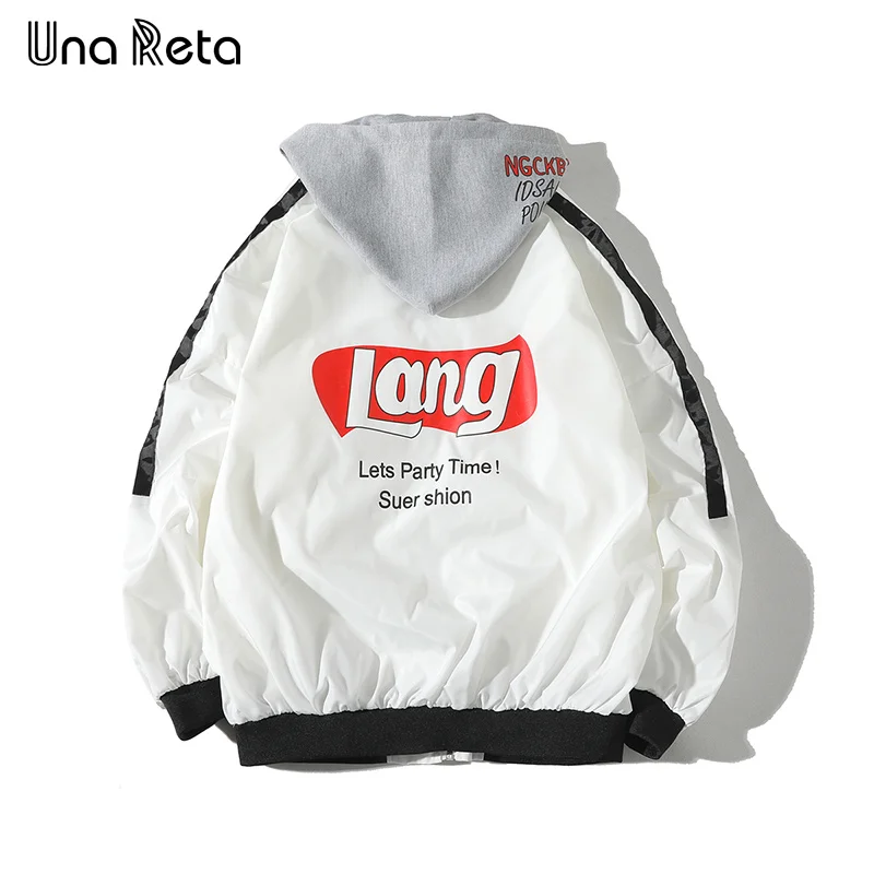 Una Reta, мужские куртки со съемным капюшоном, весна, новая модная брендовая куртка, спортивный костюм, большие размеры, повседневное пальто, Мужская Уличная одежда в стиле хип-хоп - Цвет: Белый
