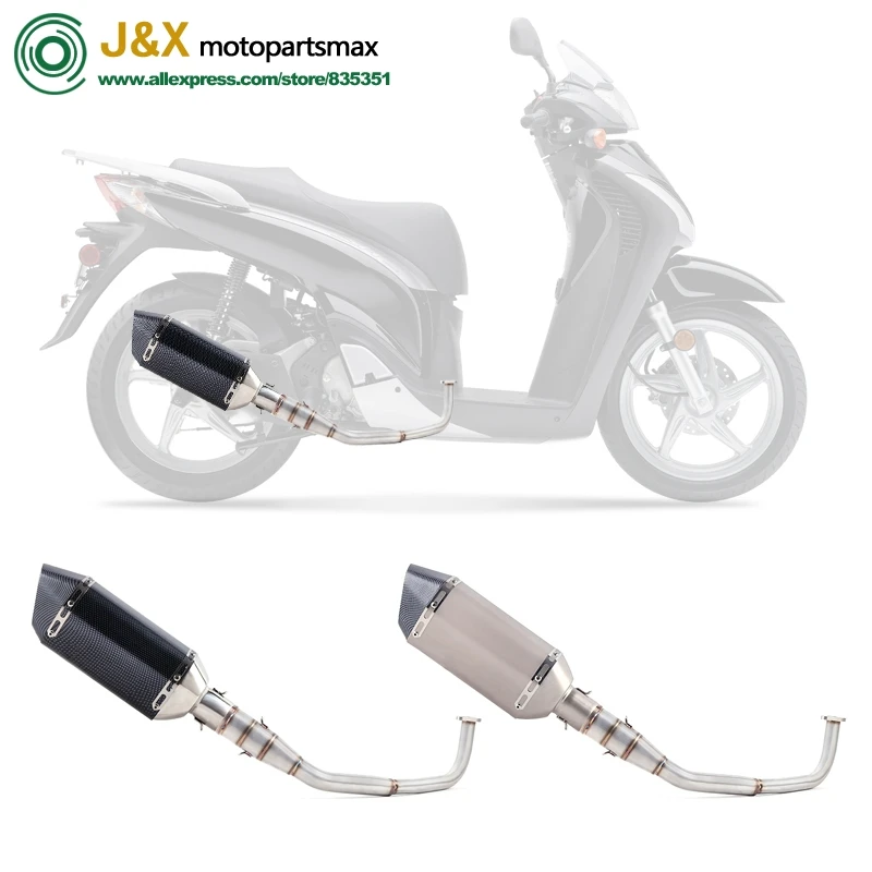 SH125 мотоциклетные выхлопные слипоны полная система Модифицированная Передняя средняя Соединительная труба глушитель с Stciker для Honda SH150 SH150I sh125i