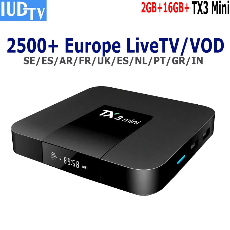 Испанский канал IUD tv 1 год TX3mini IPTV Box на базе андроид 2 Гб 16 Гб Espana netherland Sweden Greek European Live tv пакет французский ТВ